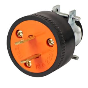 Enchufe caucho negro/naranja 16a/220v 2h sin tierra abraz.metal kba 025